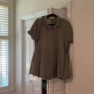 Mustard Seed brand mini shirt dress with collar and buttons